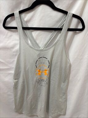 Under Armour Women's Light Gray Tank Top with Orange Logo